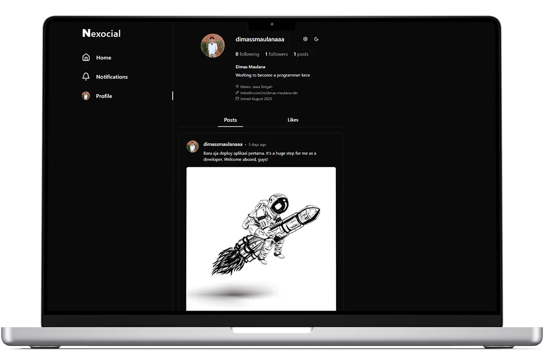 Nexocial Halaman Profil